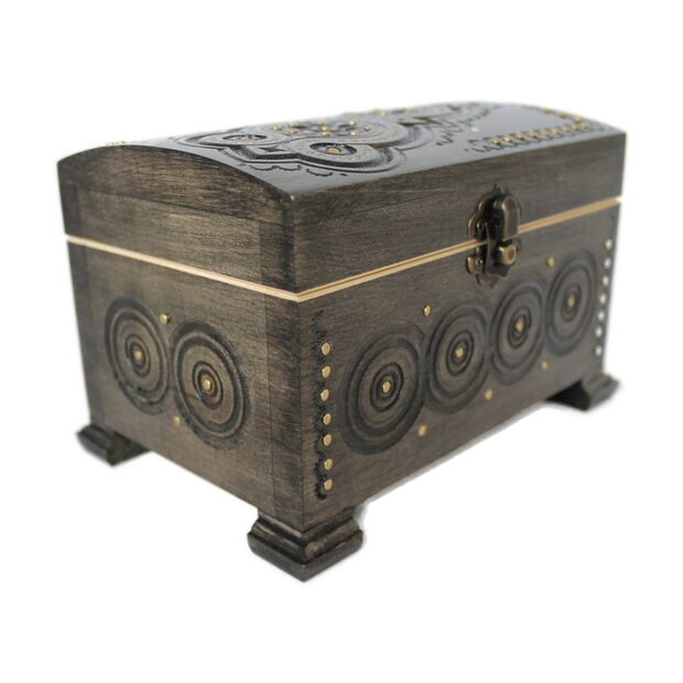 20407-3 Ukrainian Carved Wooden Chest Hutsul Style 6.25"x4.5"