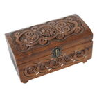 20302-1 Ukrainian Carved Walnut Wood Chest Hutsul Style Kufer 7"x3.5"