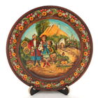 70003-021-1 Decorative Hand Painted Wooden Plate Ukrainian Folk Summer Scene 8.75"