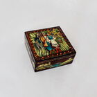 70402-011-1 Decorative Collectible Miniature Painted Lacquer Box Ukrainian Folk Scene 4.5"x4.5"